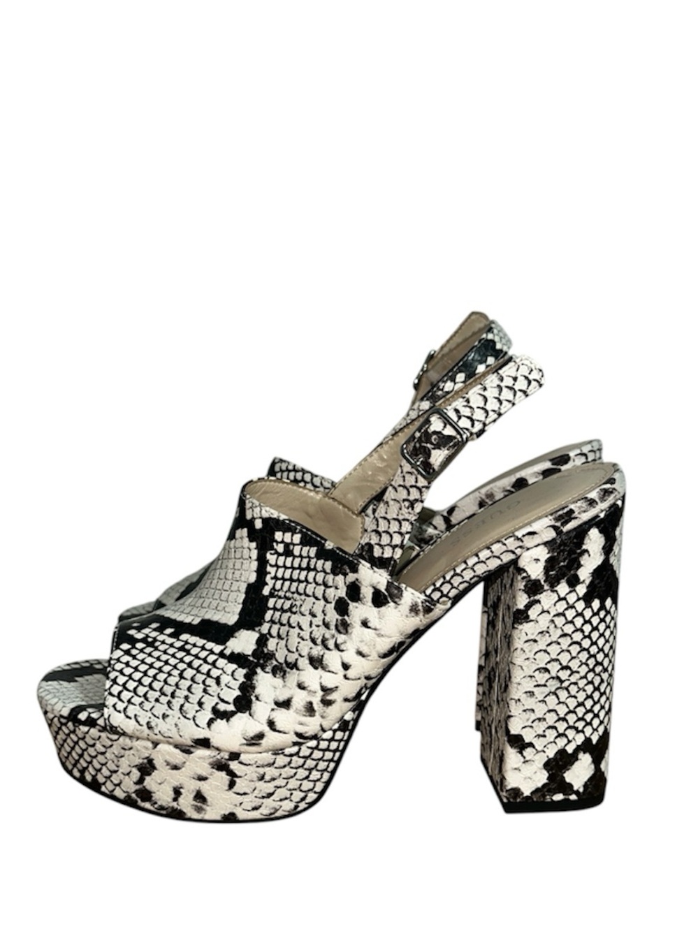 NWT Guess Platform Slingback Heels - White and Black Size 8